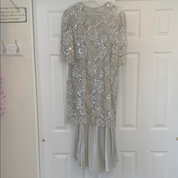 Glamorous Silver Sequin Lace Maxi Dress
